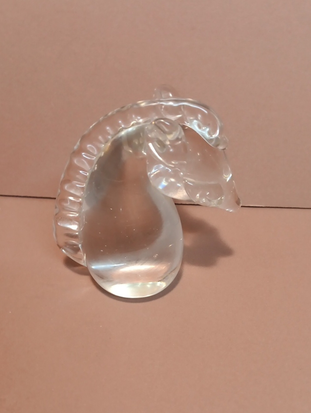 Vintage Clear Glass Horse Head ? Paperweight Figurine